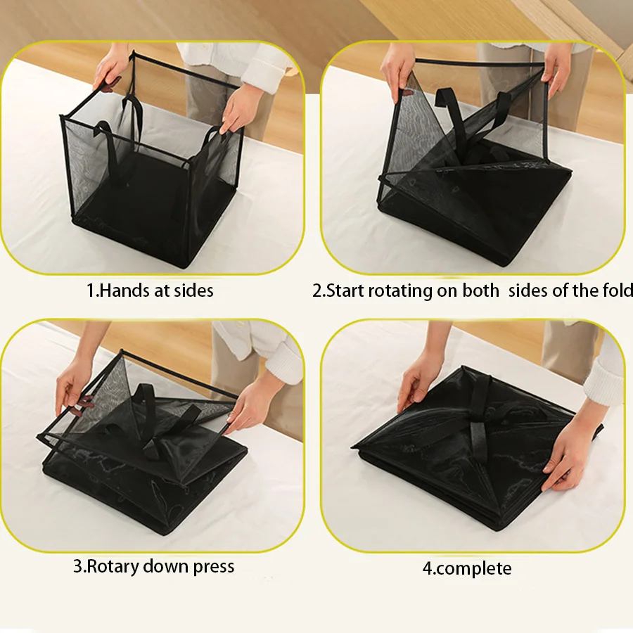 Foldable Dirty Laundry Clothes Basket Fabric Grid Household Clothes Storage Large Capacity Bathroom Finishing Storage Basket Bag