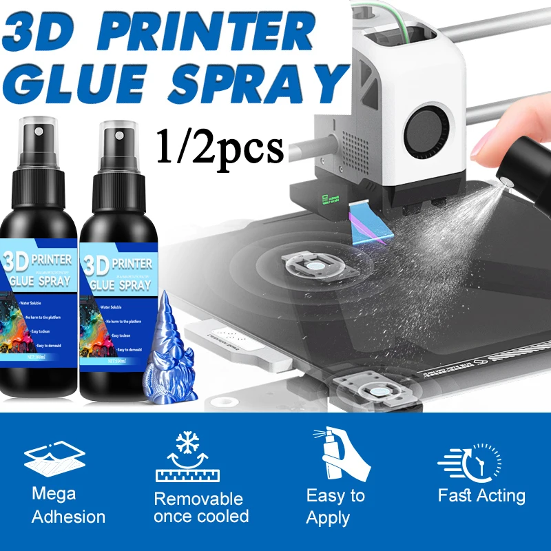 

1/2pcs 3D Printer Glue Spray 100ml Reduces Warping Easy To Demould Water Soluble Adhesive Spray For PLA ABS PETG PC PA TPU