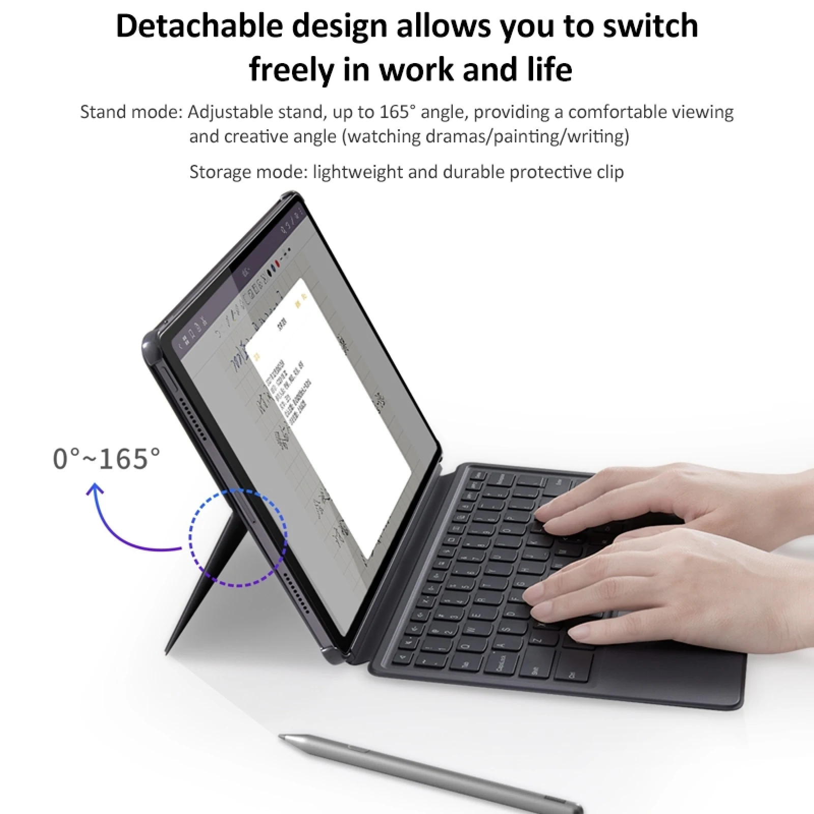 Imagem -03 - Teclado de Sucção Magnética Tablet Case de Couro com Suporte Destacável Conjunto e Slot de Caneta Lenovo Xiaoxin Pad Pro 12.7