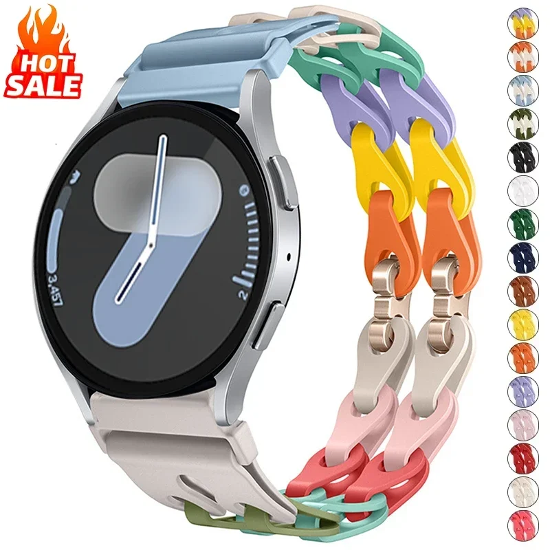 20mm 22mm Armband für Samsung Galaxy Watch 7 6 5 4 40mm 44mm 6 Classic 5Pro Silikon-Kettenarmband für Huawei GT 5 4Pro 46mm Armband