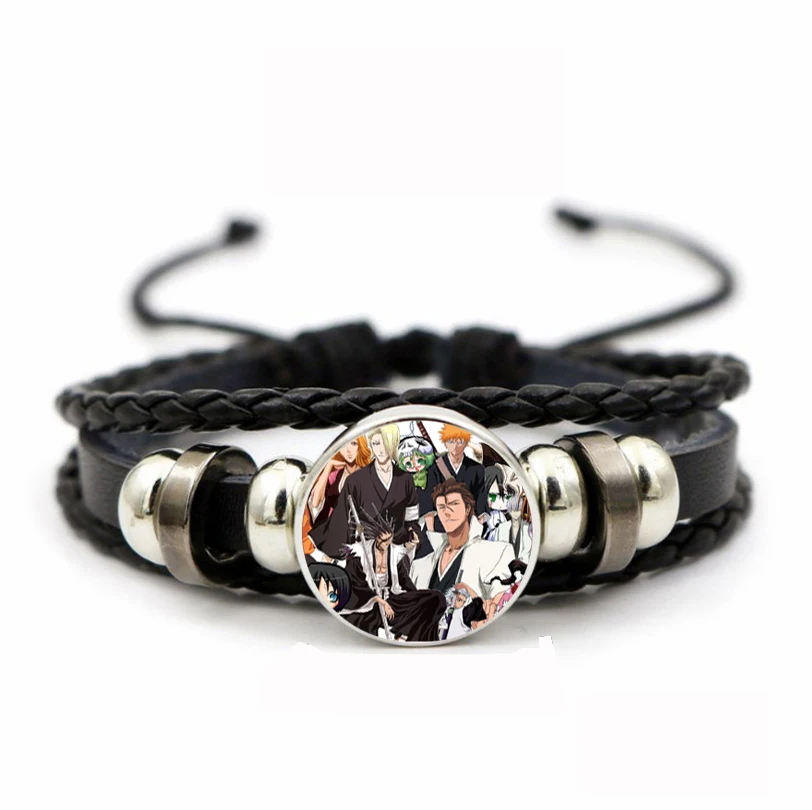 Teenager Adjustable Wristband Jewelry  Leather PU Woven Bracelet Time Gem Wristband   For Anime Bleach Braided Bangle