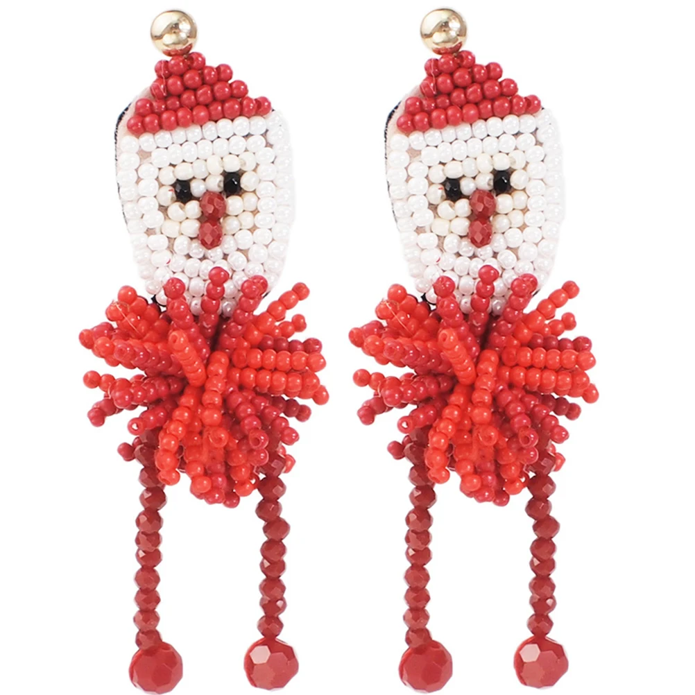 

1Pair Christmas Santa Claus Earrings Beaded Drop Earrings for Women Girls Christmas Costume Accessories Elegant Jewelry Gift