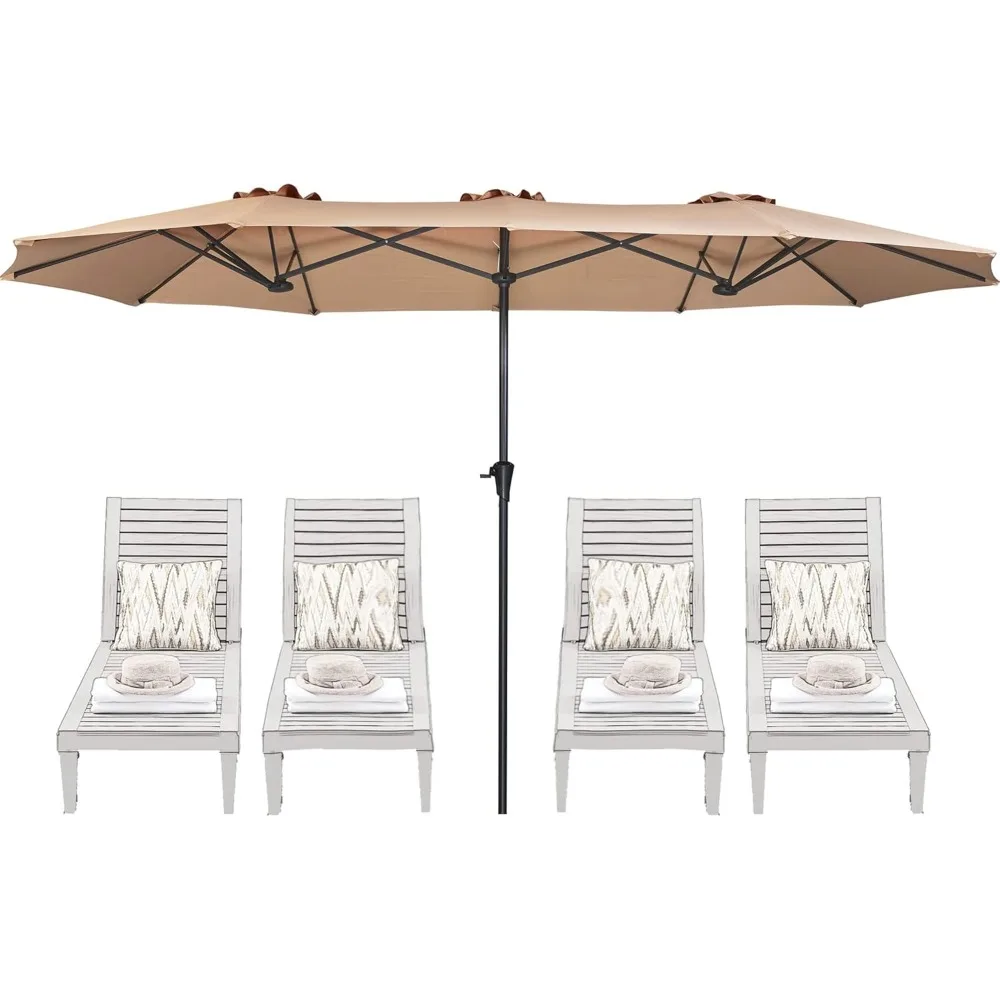 13FT Outdoor Umbrella for Patio, Double sided Pool Umbrellas with Fade Resistant Canopy, Large Table Umbrella for Deck