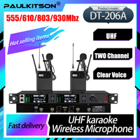 Dual Channel Uhf Lavalier Dt-206a Karaoke Wireless Microphone System Handheld Headset Suitable For Church Meetings And Stages