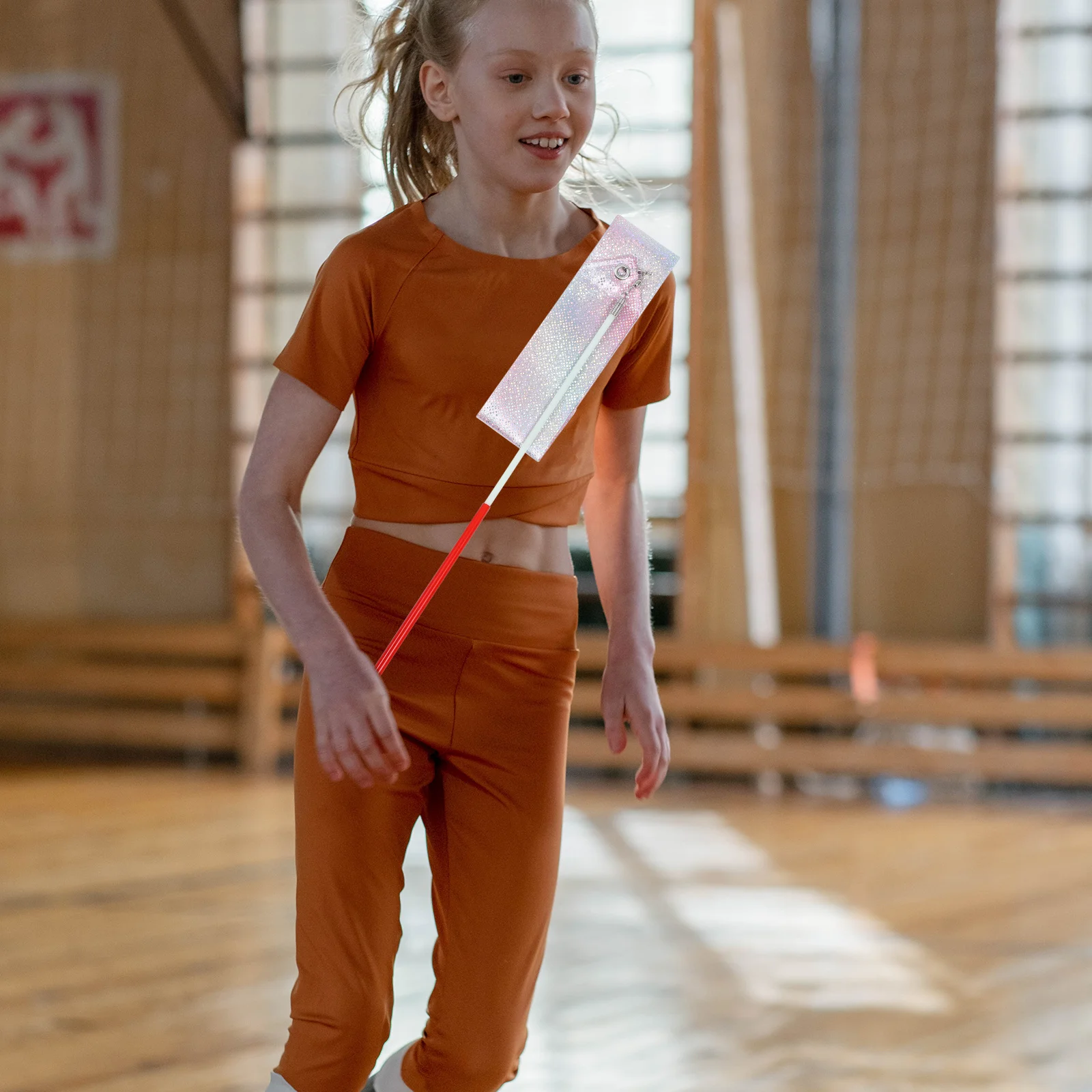 

2pcs Kids Dancing Ribbons Gymnastics Competition Supplies Rhythmic Dance Polyester Streamers Decorative Colored Ribbon Shining