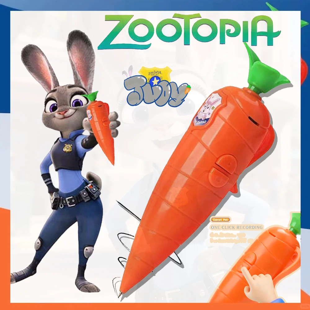 Disney Zootopia 2 Judy Carrot-Shaped 2-in-1 Voice Recorder Ballpoint Pen 60-Second Recording Creative Novelty Stationery Gift