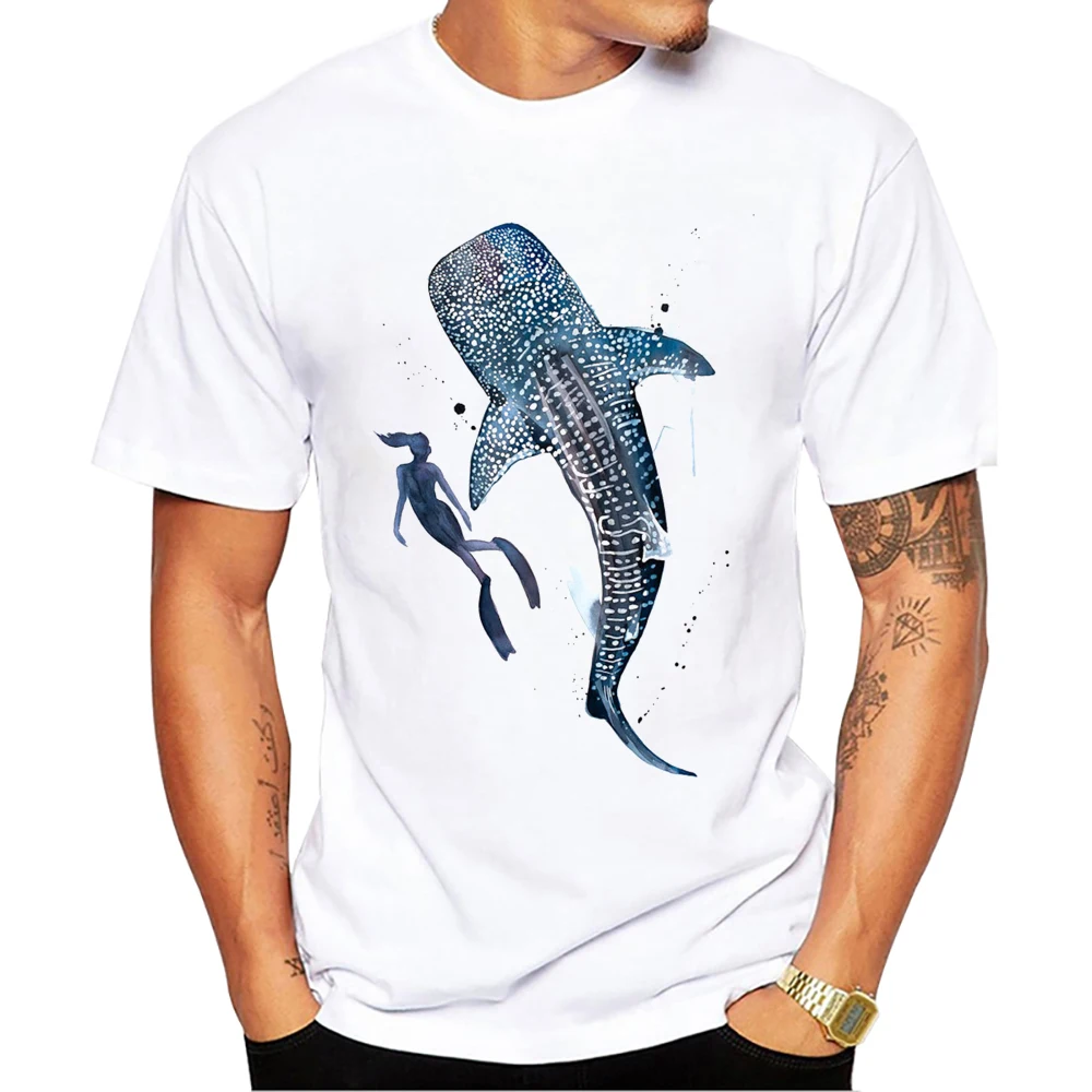 TEEHUB Tops Galaxy Whale Shark Print Men's T-Shirt O-Neck Hammerhead Shark Men Clothing Short Sleeve Male Casual Streetwear