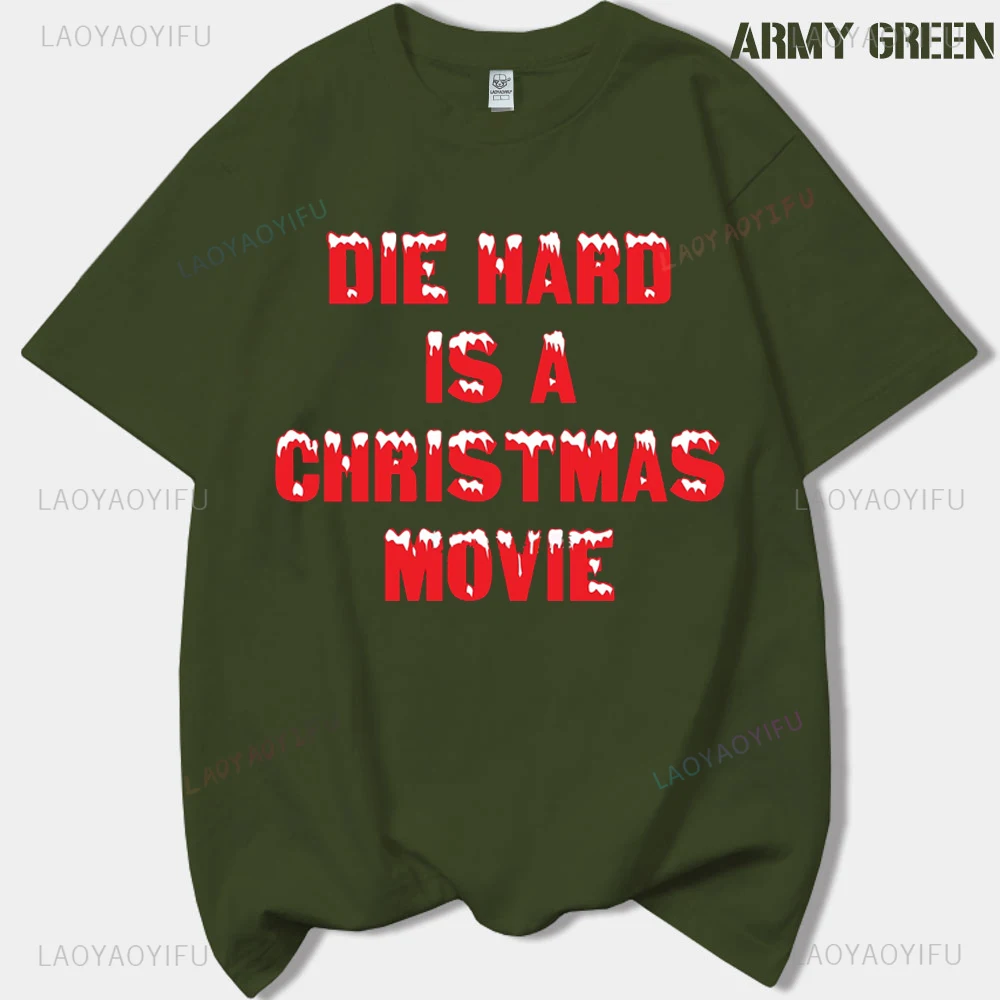 Vintage Funny Die Hard Is A Christmas Movie Man Printed T-shirt New Year Xmas High Quality Cotton Gift Tshirts Woman Tee Shirt