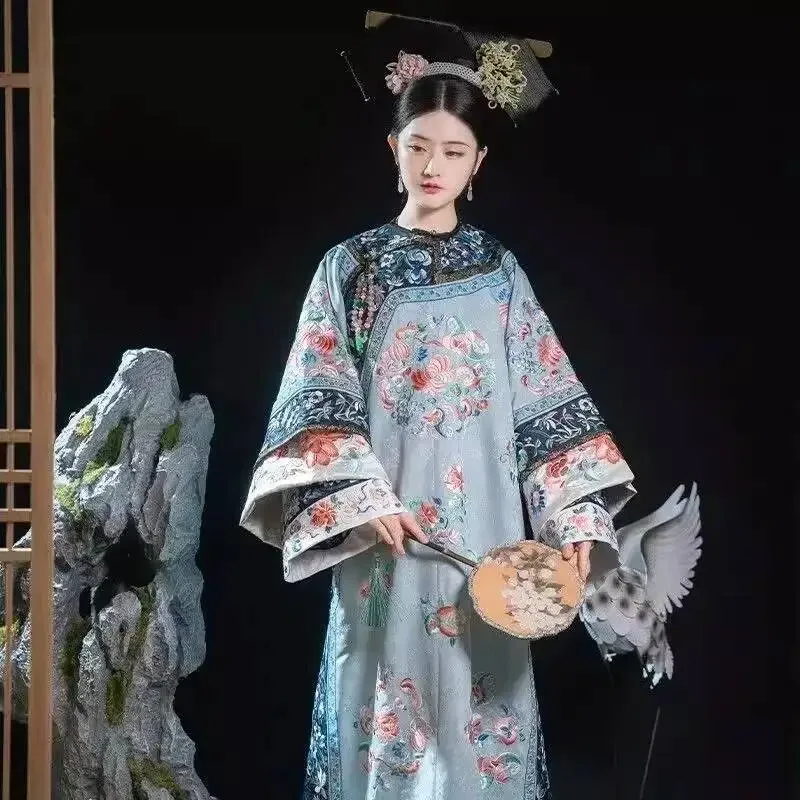 yesyoung-consort-qing-dynasty-women's-clothing-hanfu-qing-dynasty-flag-clothing-flag-printing-chinese-style-hanfu-styl