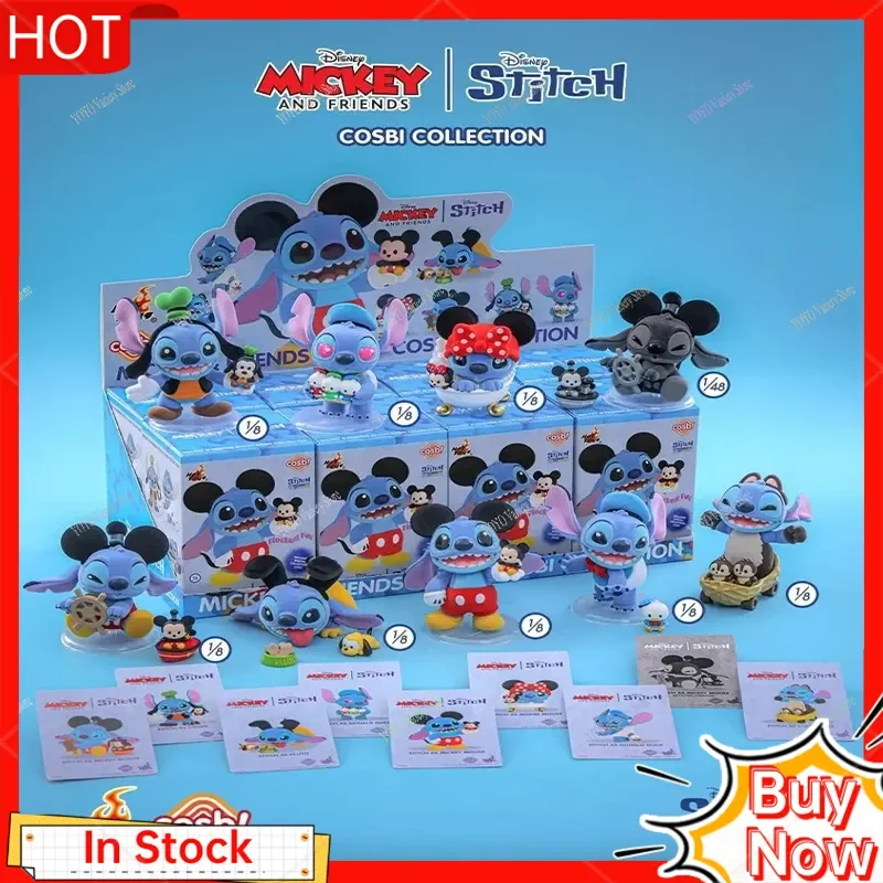 Zabawka kolekcjonerska Disney Crazy Series - Figurka z kreskówki w niespodziance, Myszka Miki i Stitch, modna dekoracja na biurko dla dzieci, prezent na Boże Narodzenie