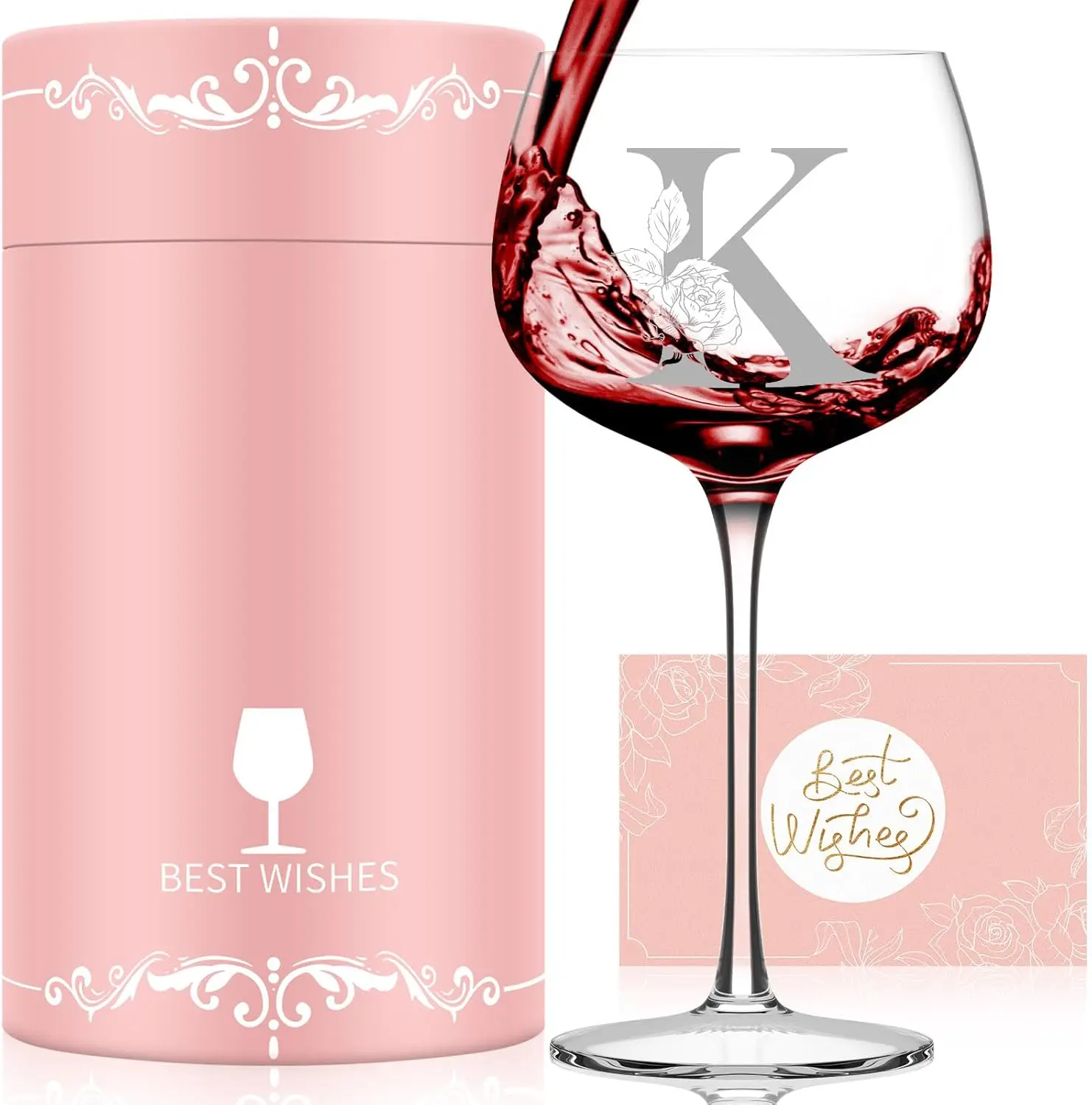 

Personalized Gifts for Women, Monogrammed A-Z Wine Glass Customized Gift, Unique Christmas Birthday Gifts for Women Her