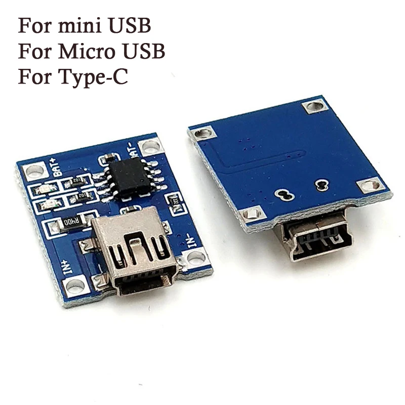 Тип C/Micro/Mini USB 5 В 1A 18650 TP4056 Модуль зарядного устройства для литиевой батареи Зарядная плата с защитой Двойные функции 5 В Li-ion Тип C/Micro/Mini USB 5 В 1A 18650 TP4056 Модуль зарядного устройства для литиевой батареи Зарядная плата с защитой Двойные функции 5 В Li-ion