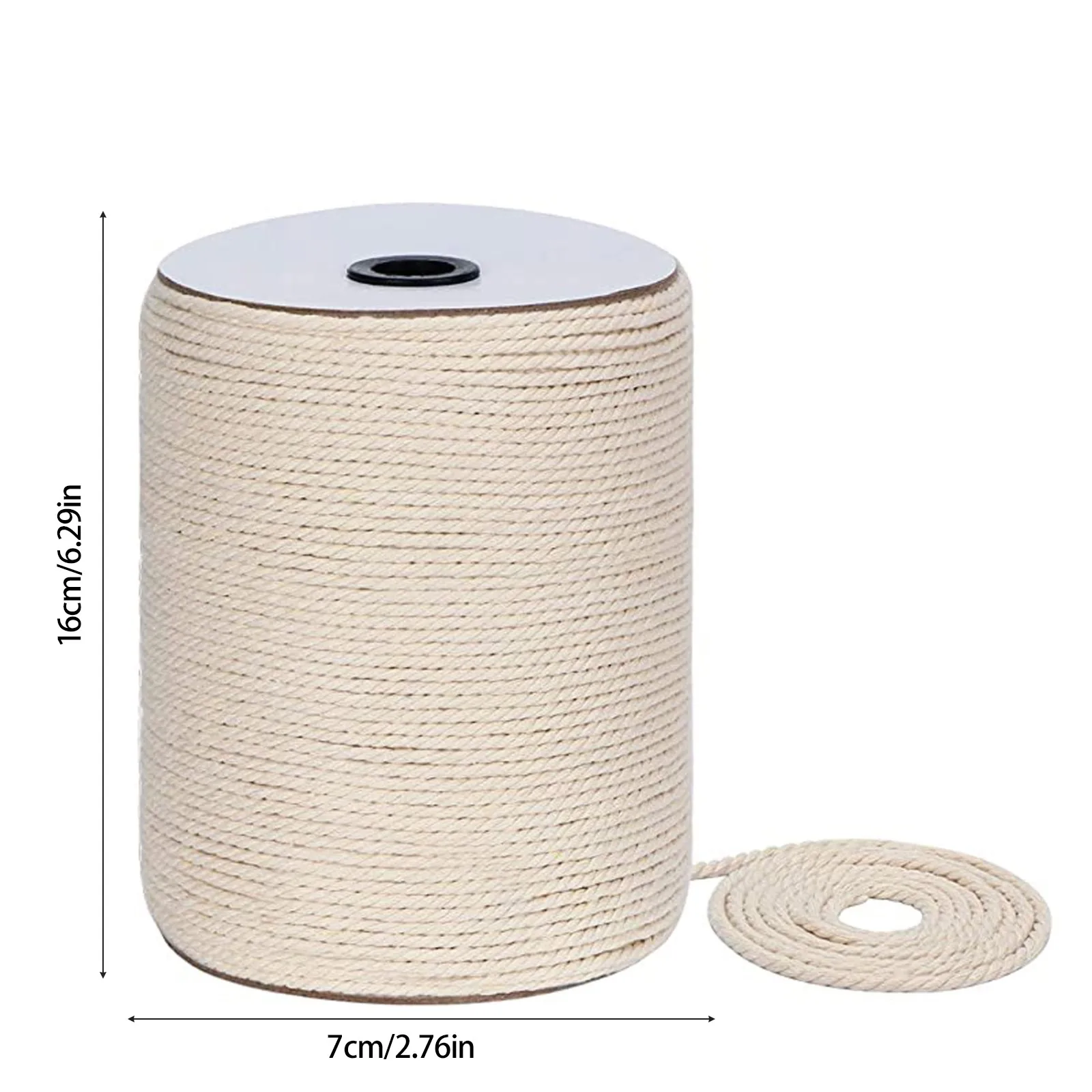 3mm X 300m Strands Twisted Macrame Cotton Cord for Wall Hanging Plant Hangers Crafts Weaving Yarn Knitting Rope Cotton Cord