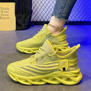 Men's breathable mesh sneakers, shock absorbent sneakers, thick sole, sockbean sneakers, walking sneakers, green, blue, yellow, pink 6 Main Sales Men's Green Tenis - №3