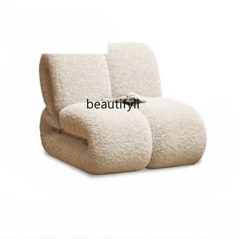 

Single Lazy Sofa Small Apartment Cream Color Chinese Style Living Room Balcony Leisure Chair