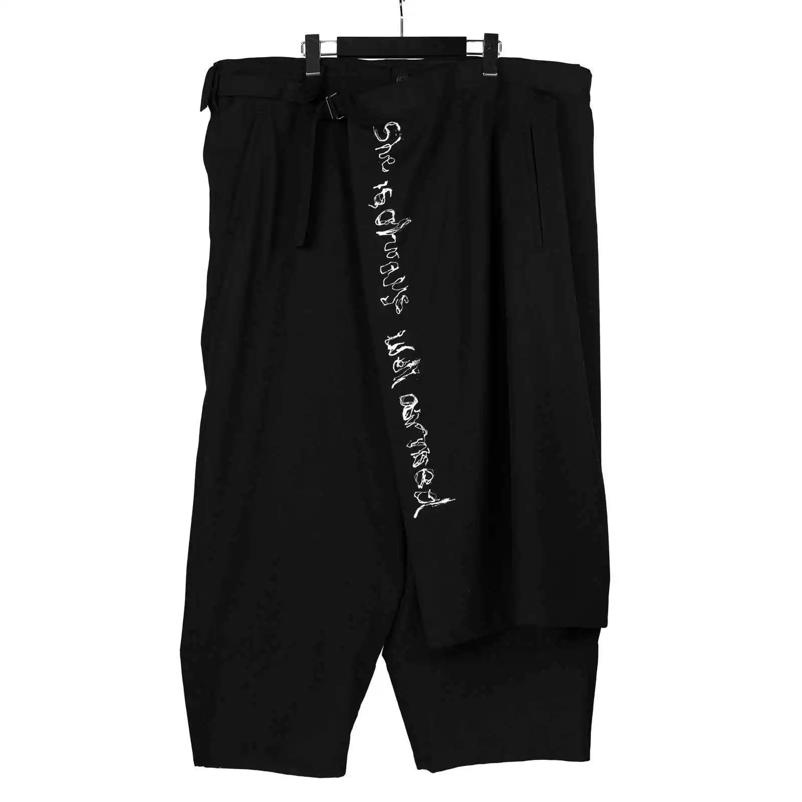 

TOP-YAMAMOTO оригинальный дизайн темно-черные свободные широкие брюки мужские темные повседневные брюки с эластичной резинкой на талии