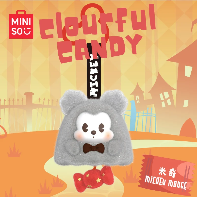 Miniso Disney Mickey Family Bunte Süßigkeiten-Serie, Vinyl-Plüsch-Blindbox, Verpackung, dekorative hängende Anhänger, süßes Geburtstagsgeschenk