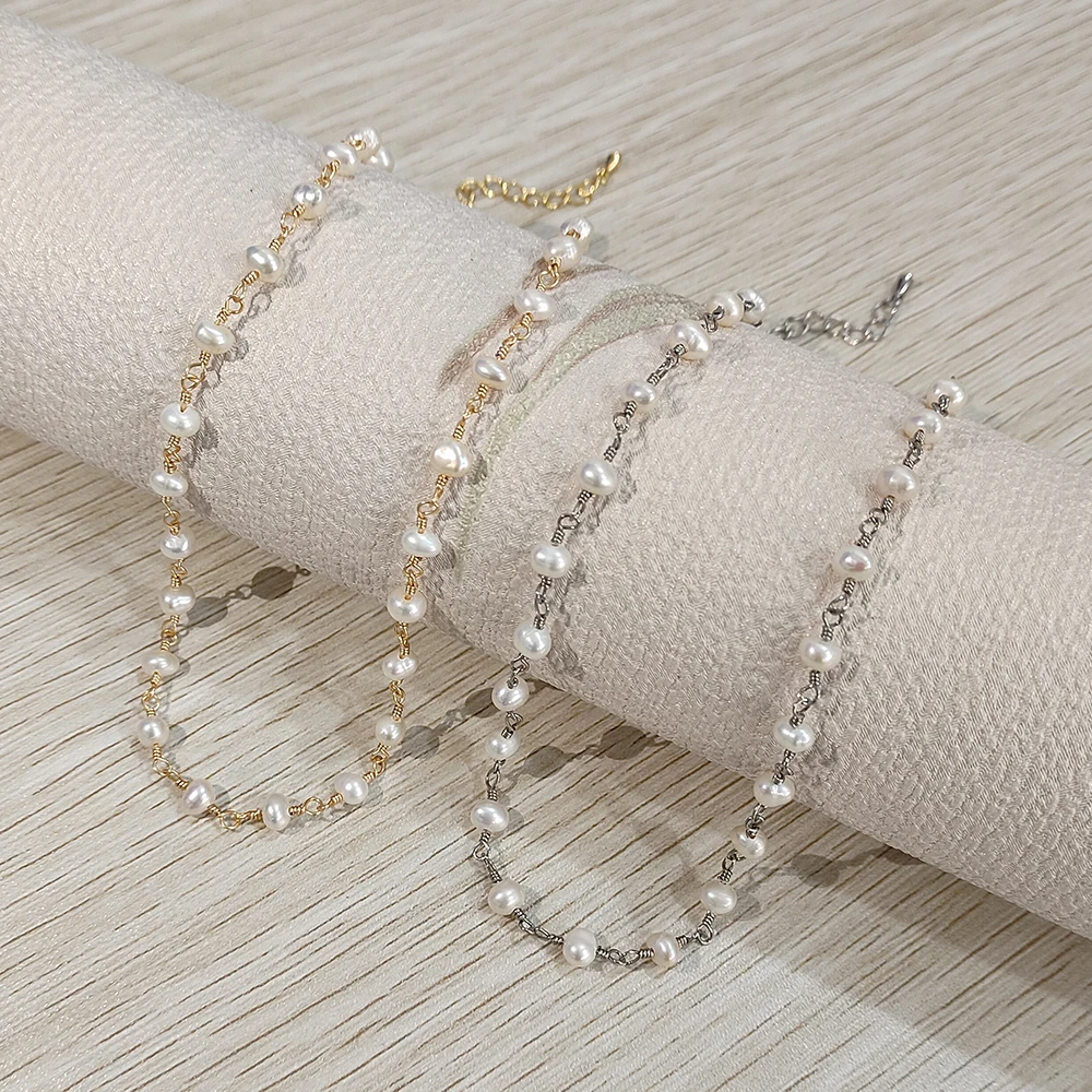 Women\'s High Quality Jewelry Exquisite Gift Lovely Creative Charm 18k Gold Plated Hand Twisted Natural Freshwater Pearl Necklace
