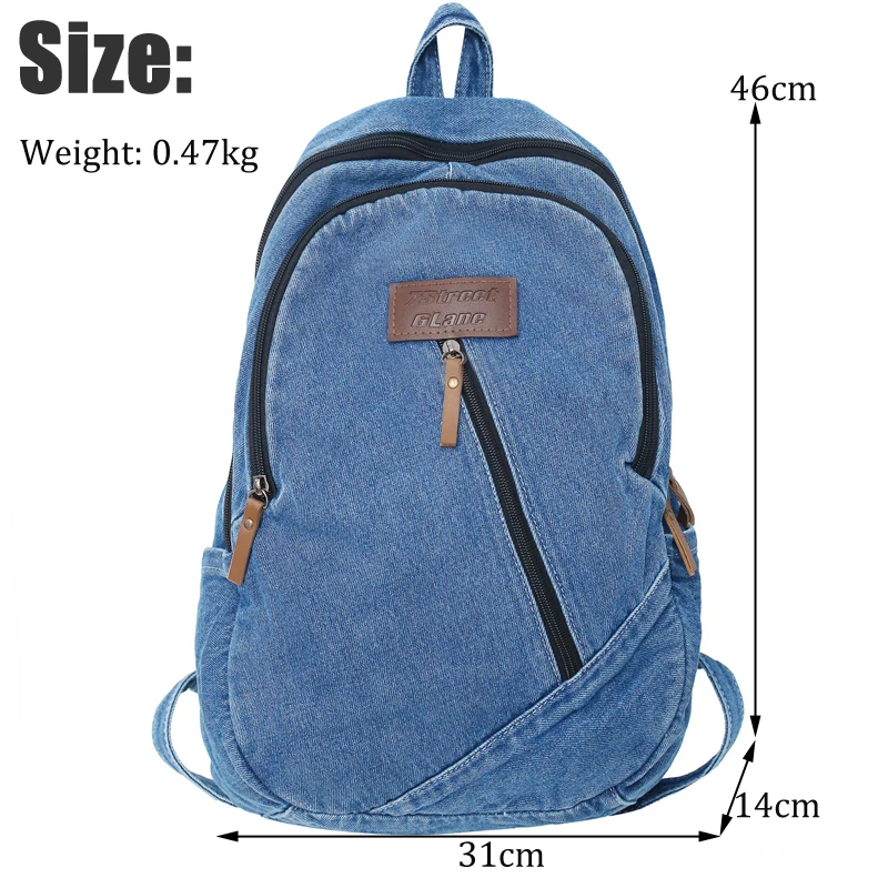 Imagem -06 - Canvas Travel Denim Book Bolsa para Mulheres Ladies Kawaii Backpack Leisure School Bolsa Meninas Masculino Laptop Faculdade Moda