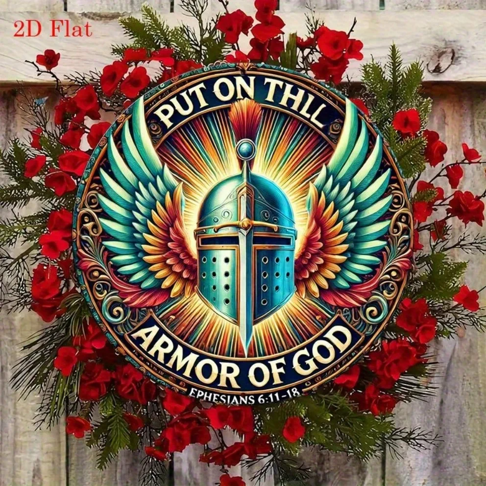 Wearing the Full Armor of God 2D Flat Wall Art – Featuring a Vibrant Knight and Sunburst Design; Ideal Holiday Decoration for Home