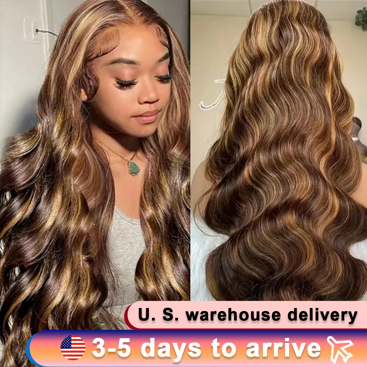 32 34 36 Inch Highlight Ombre Body Wave 13x4 Lace Front Human Hair Wigs Brazilian 13x6 HD Transparent Lace Frontal Wig For Women