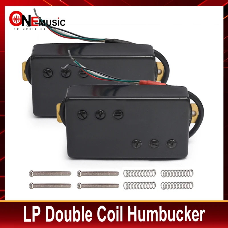 Two Line 3+3 Brass Cover Humbucker Guitar Pickup 4 Coil Cable 7.5k/15k Coil Splitting Pickup for LP Guitar Black