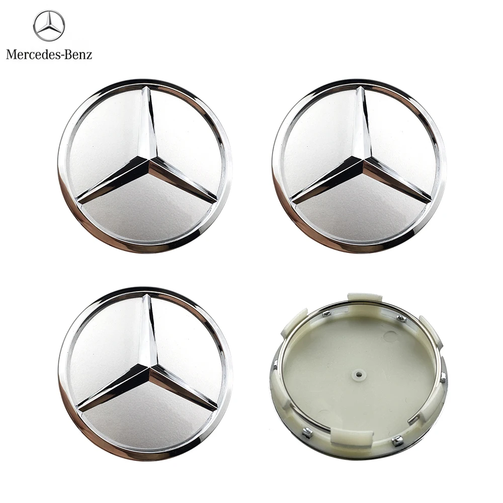 4pcs 60mm Black Silver Car Wheel Cap Badge Logo Cover For Mercedes Benz W176 W177 W204 W205 W212 W213 W206 X156 X253 W117 W166