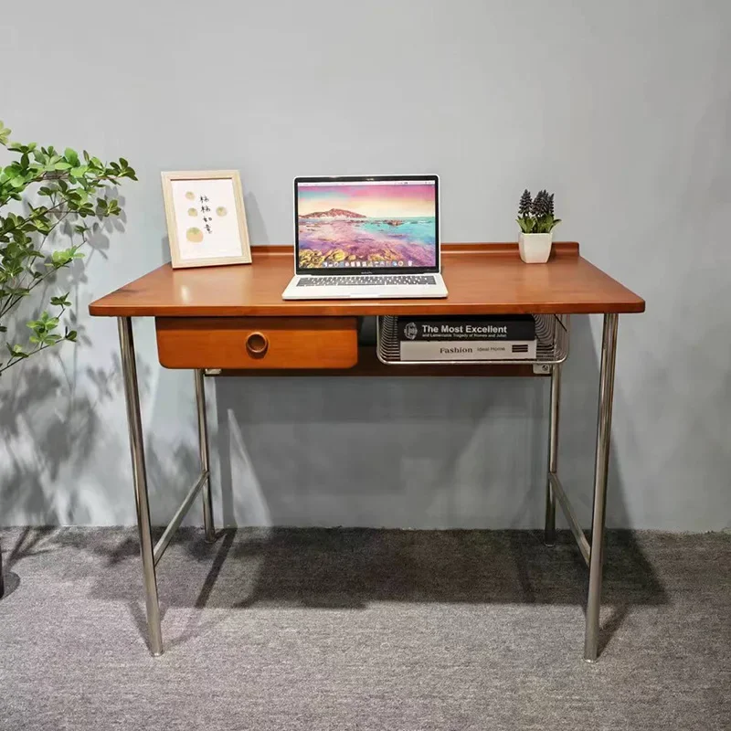 

Nordic solid wood desk small apartment modern bedroom antique simple computer desk light luxury simple study workbench