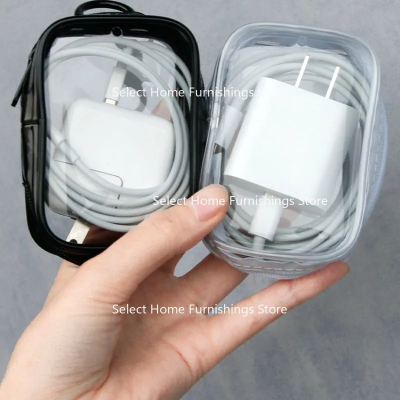 Suitable for Transparent Data Cable Storage  Travel Digital Charger Cable Management Protection Visual Portable Bag Mini Pouch
