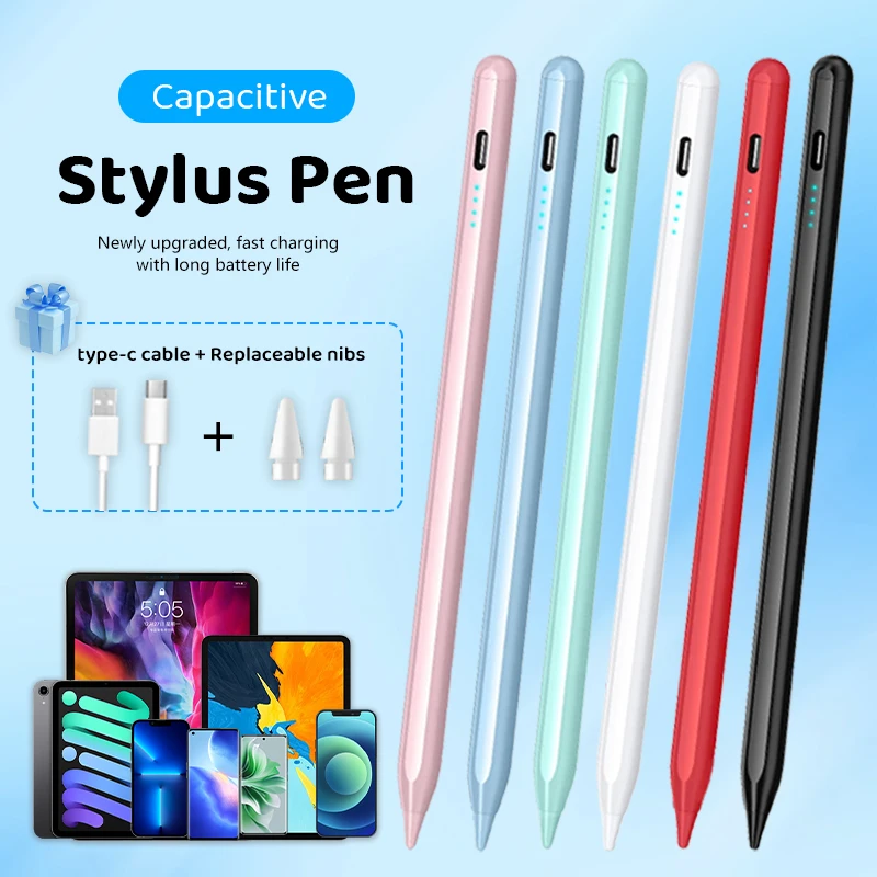 Active Stylus Pen for iPad iPhone Android Tablet, Long Battery, Tilt Sensitivity, Palm Rejection, Compatible iOS Android