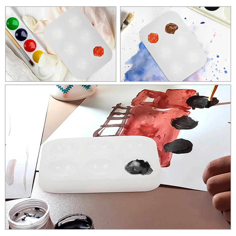 3 Pcs Watercolor Paints Silicone Palette Palettes Gouache Small Mixing Tray Mini for Acrylic Painting