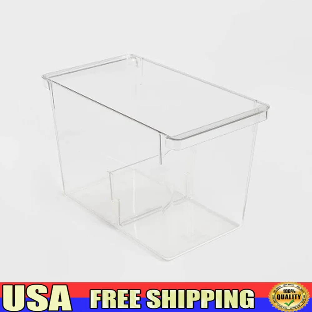 

Clear Freezer Organizer Bin Rectangular Deep Storage Container with Two-Way Partition Yogurt Popsicles Hand Wash Safe PETG