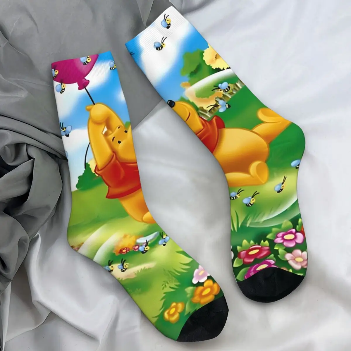 Winnie The Pooh Cartoon Stockings Graphic Gothic Socks Winter Anti Bacterial Socks Women Men Outdoor Sports Soft Socks