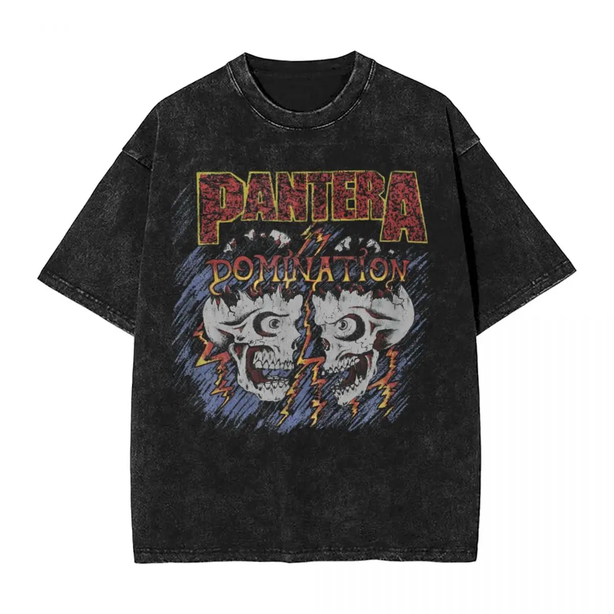 Washed T Shirt Domination Metal Band Rock Hip Hop Novelty T-Shirts Harajuku Pantera Streetwear Cotton Graphic Printed Tops Tees