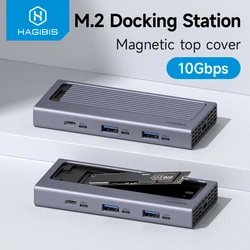 Hagibis M.2 SSD Enclosure with USB C Hub Magnetic Cover External Hard Drive Case Compatible with Thunderbolt 4/3 for MacBook PC