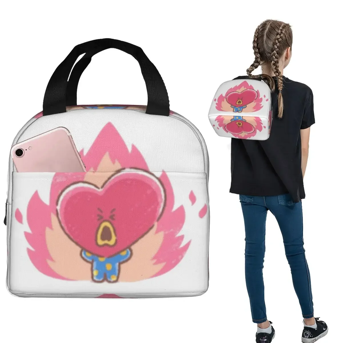 Термосумка для обедов BT21 Kpop Best Friends Forever Tata Angry, изолированная, для женщин и детей, герметичная, для еды, термосумка-тоут