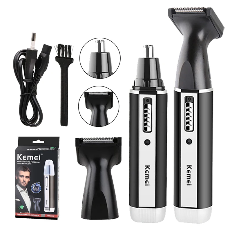 

Kemei 2 in 1 trimmer for men Electric Nose and ear trimmer Rechargeable Trimmer For Hair Beard Nose And Ear Cleaner Grooming
