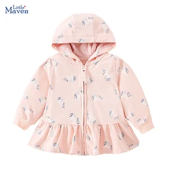 Little maven 2024 Autumn Spring Girls Zipper Hoodies Cartoon Unicorn Sweatshirt Jacket for Kids Clothes Children's Clothing