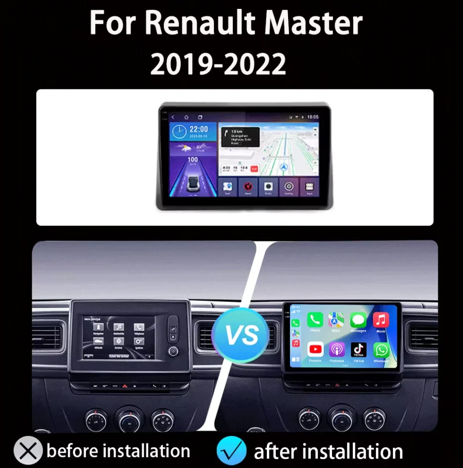 Android 16 Car Radio Carplay Auto For Renault Master 2019 2020 2021 2022 Navigation DVD Video Player 2 Din Stereo 360 Camera DSP
