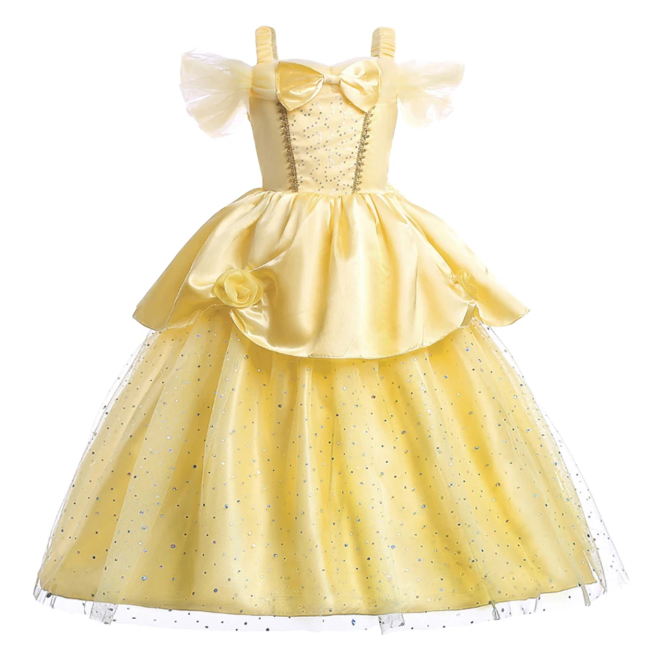 Little Girls Cinderella Elsa Bell Clothing Kids Princess Cosplay Dresses Girls Christmas Party Costume Carnival Luxury Dress Up