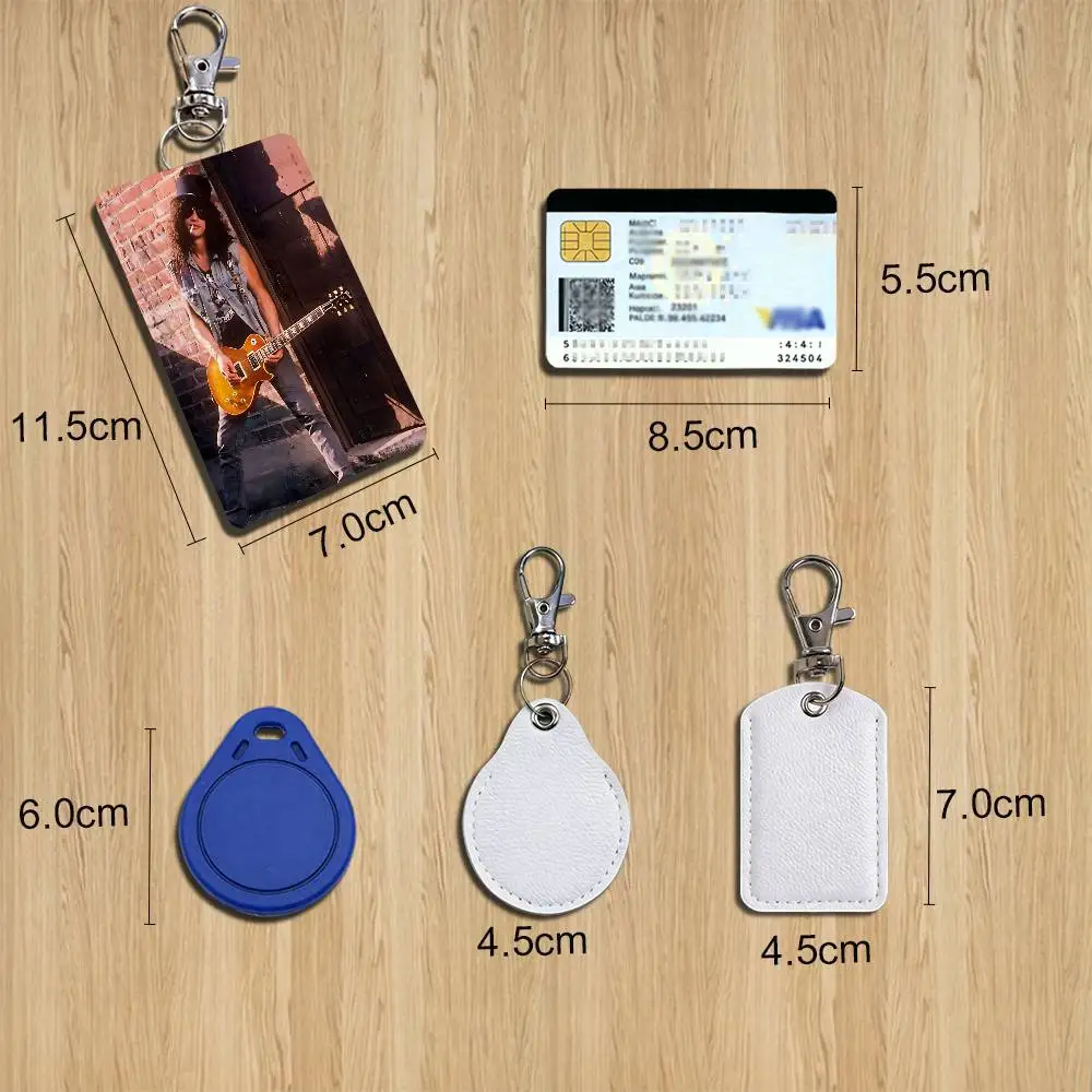Slash GNR band Guns N Roses Cartoon Singer Anime Card Keychain Fashion Pendant Bag ID Door Card Case Bus Card Cute Adult