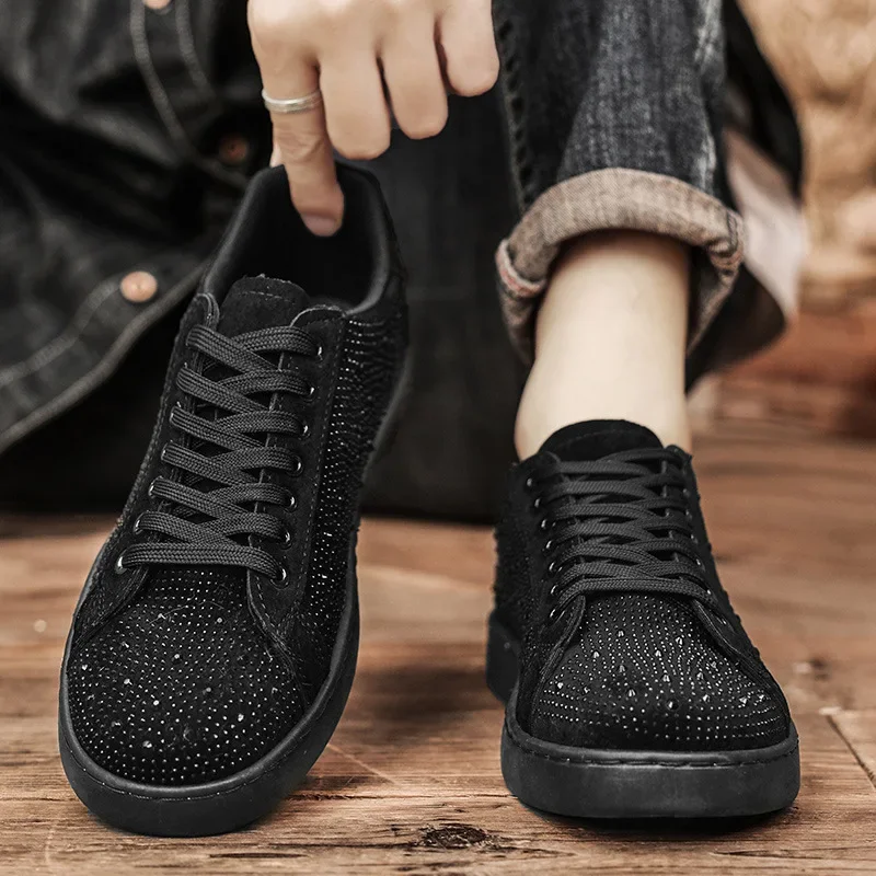 

Rhinestone Casual Shoes for Men Summer Breathable Board Shoes Men's 2025 New Running Light Shoes Outdoor Flats Male Sneakers