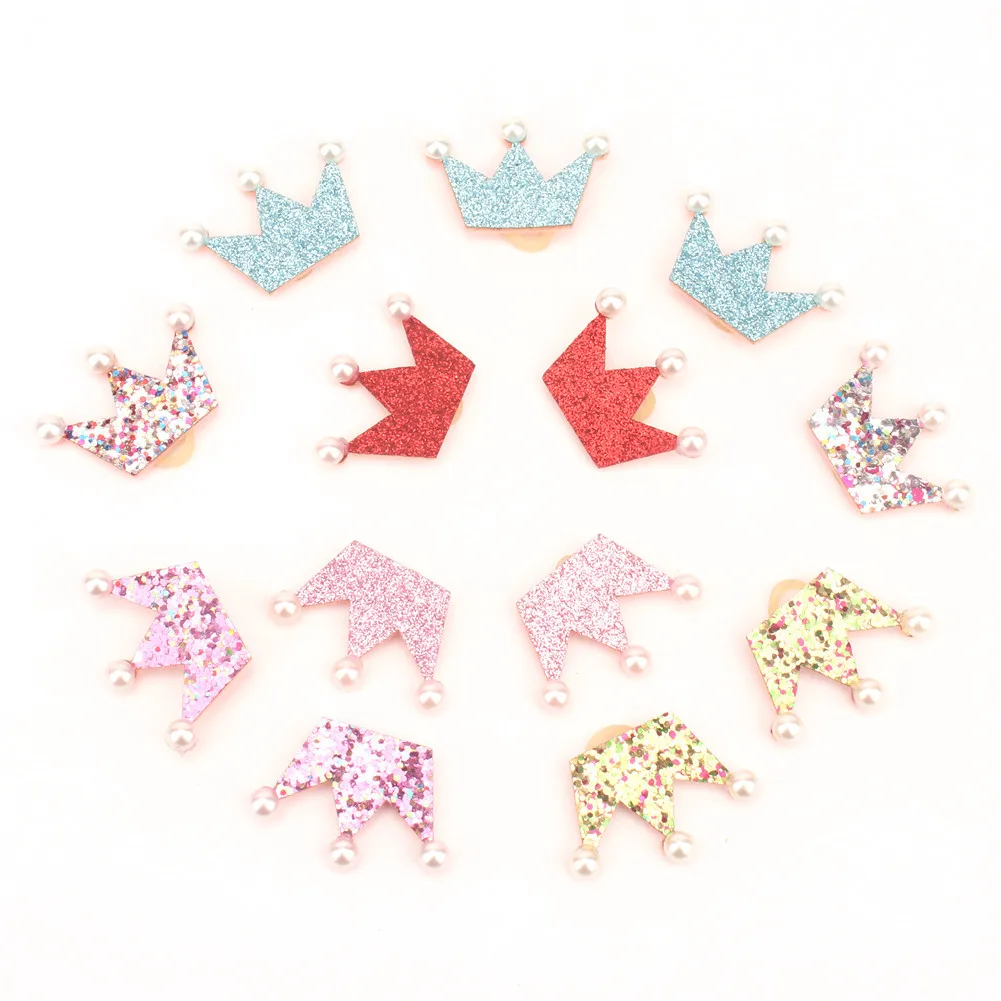 6Pcs Crown Shape Dog Bows Hair Accessories Glittering Gold Bows with Rubber Band for Long Hair Pets Accesorios Para Perros