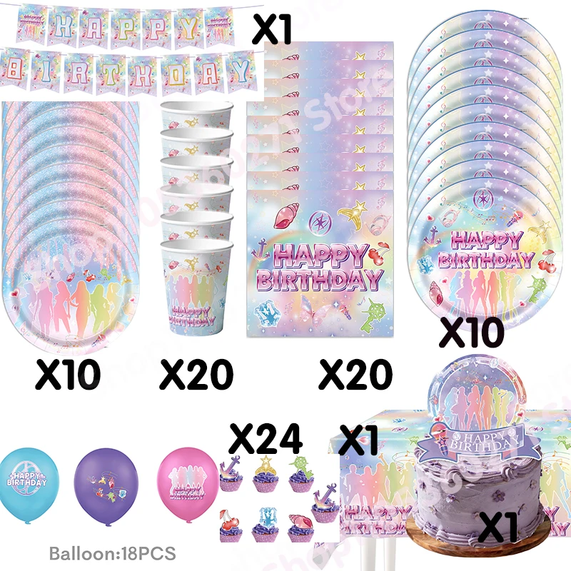 Katseyes Kpop Luftballons Geburtstagsdekoration Kpop Girls Group Flagge Pappteller Banner Becher Kuchen Geburtstagsgeschenk