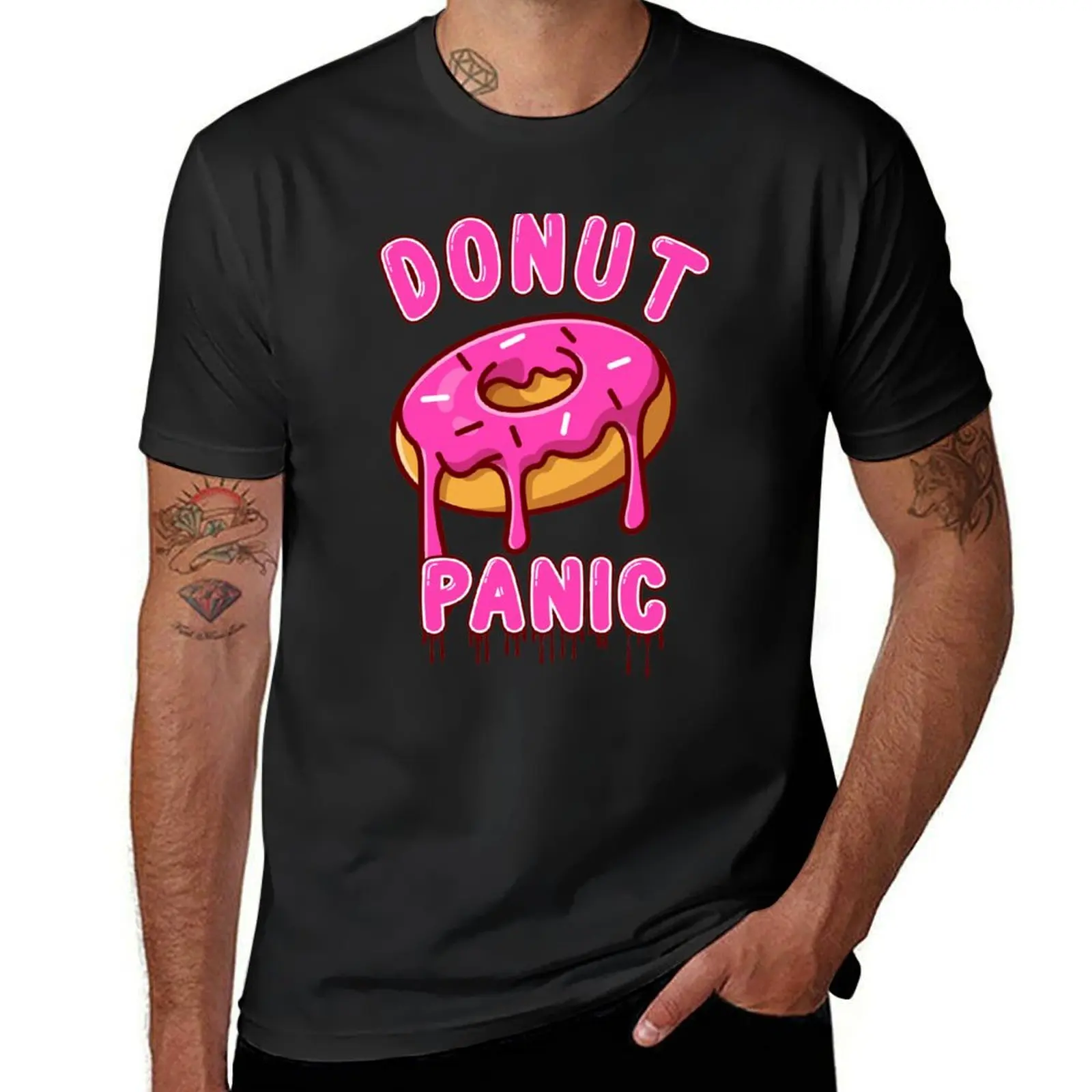 Donut Panic Strawberry T-Shirt customizeds oversizeds anime t shirts for men pack