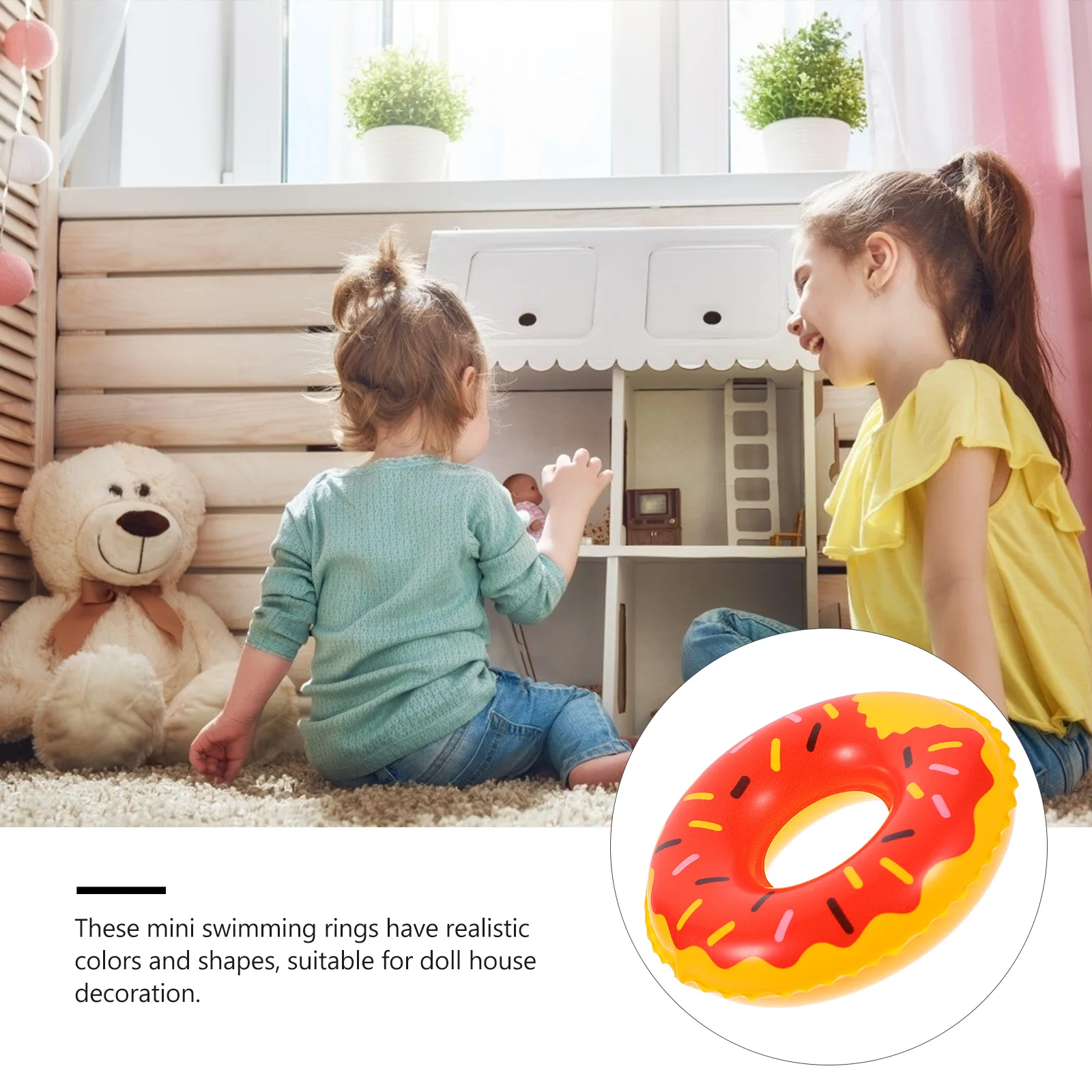 

10 шт., мини-кольца для плавания, яркий цвет, яркий дизайн для мини-домашнего декора, миниатюрные аксессуары для дома, реквизит для бассейна, игровой набор