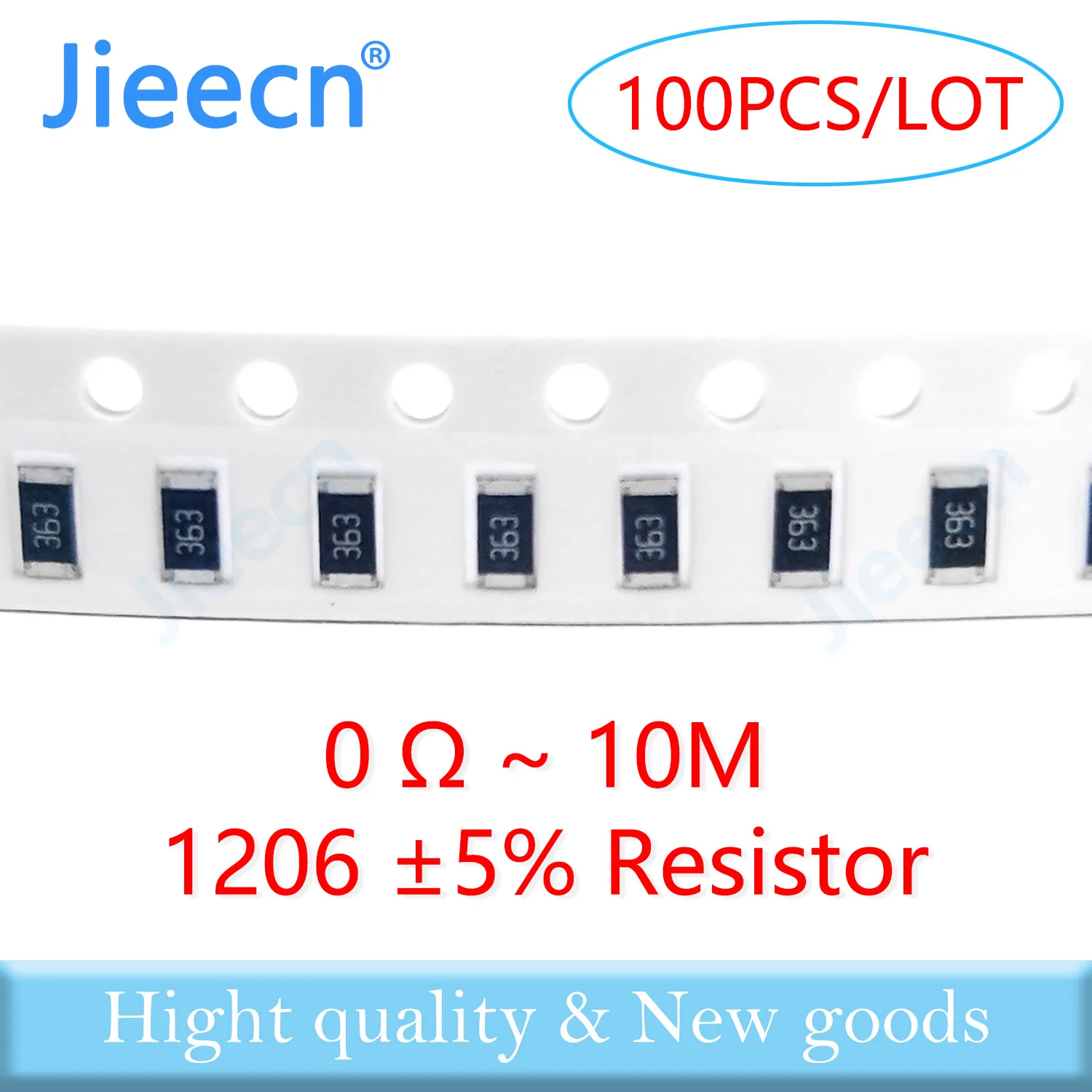 

Jieecn 100pcs 1206 J 5% SMD Resistor 0R-10M 1/4W 0 1 10 100 150 220 330 ohm 1K 2.2K 4.7K 10K 100K 1R 10R 100R 150R 220R 3216