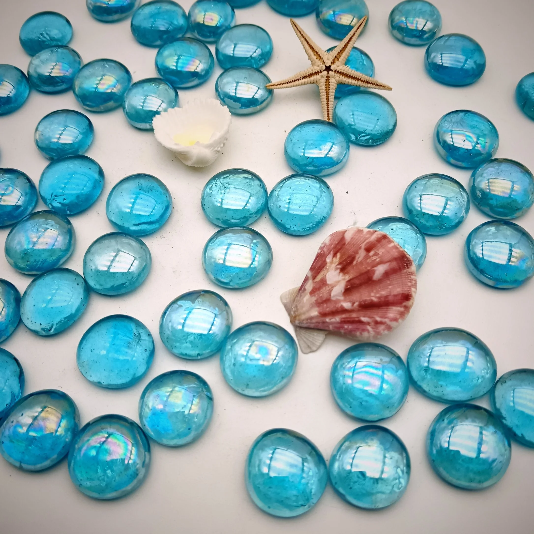 Picture 6: Colorful small stones mixed with glass flat beads, transparent glass stone fish tank decoration, landscape glass flat beads