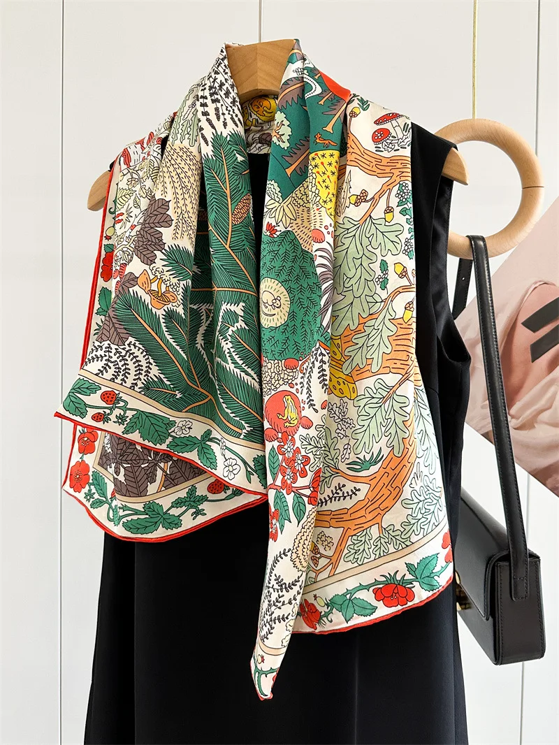 

Мягкие шарфы-шали для женщин, роскошные шелковые платки для головы, аксессуары для сумок и одежды, ручной работы, женский платок, подарок на Рождество