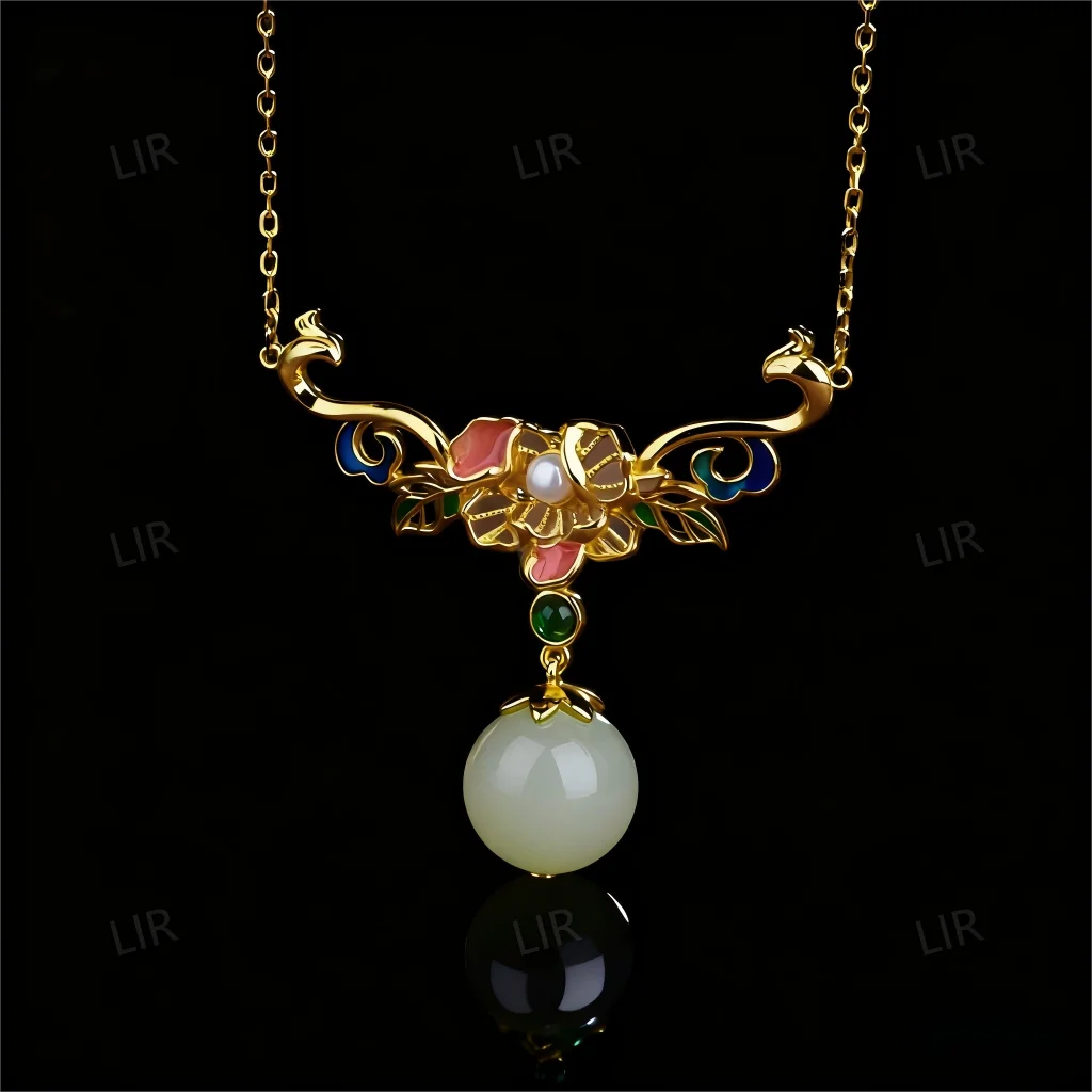 قلادة LIR العصرية S925 الفضية: فينيكس نيرفانا المينا هيتيان اليشم |   الحظ - مساعدة مع شهادة المجوهرات